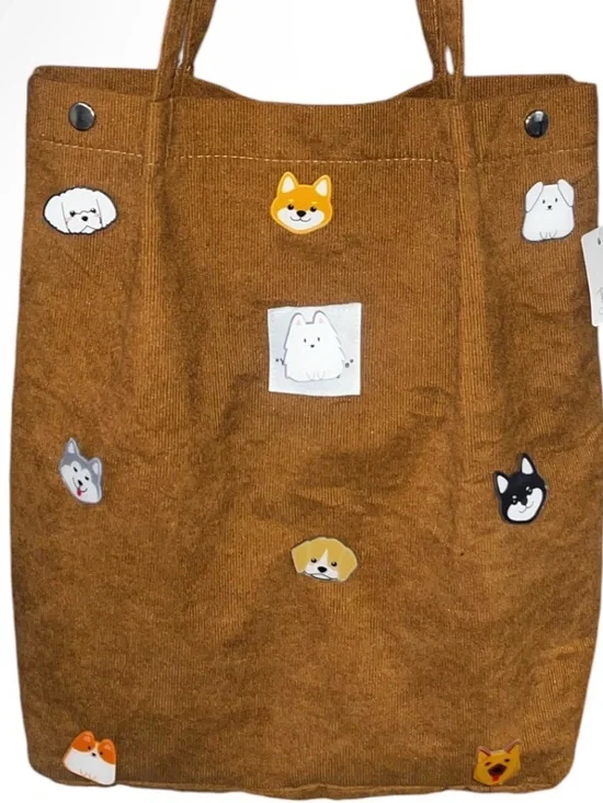 Hand Crafted Brown 9 Dog Pins Tote Bag - Casual Women's Shoulder Bag - Picture 14 of 17